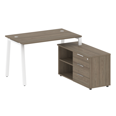 Рабочая станция с тумбой на А-образном м/к Metal System Style БА.РС-СТС-2.2 (R) 1300x1520x750