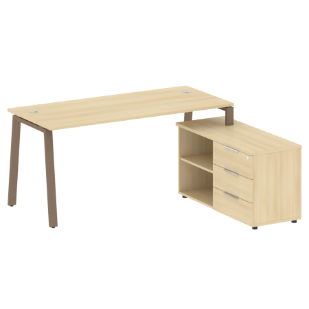 Рабочая станция с тумбой на А-образном м/к Metal System Style БА.РС-СТС-2.4 (R) 1700x1520x750