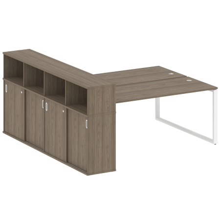 Рабочая станция с шкафом-купе на О-образном м/к Metal System Style БО.РС-СШК-4.5 Т 2210x2332x1098