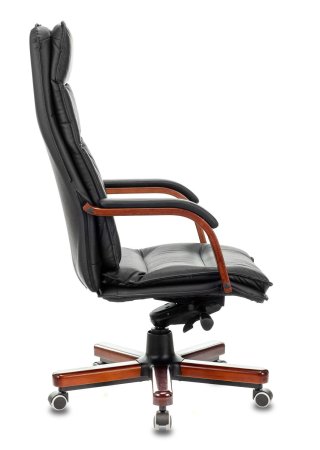 Кресло руководителя T-9927WALNUT черный кожа крестов. металл/дерево (Черный)