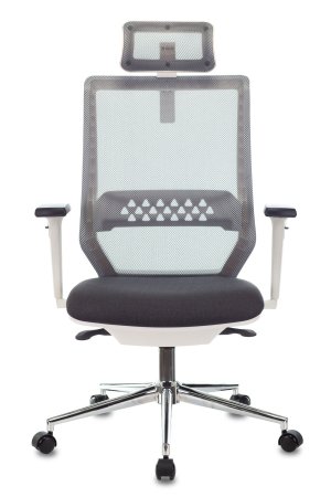 Кресло руководителя MC-W612N-H темно-серый TW-04 38-417 с подголов. крестов. металл хром пластик бел (Темно-серый)