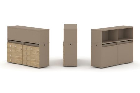 Тумба двойная + низкая надставка ES.NB.2N-3 (1500х410х1135)
