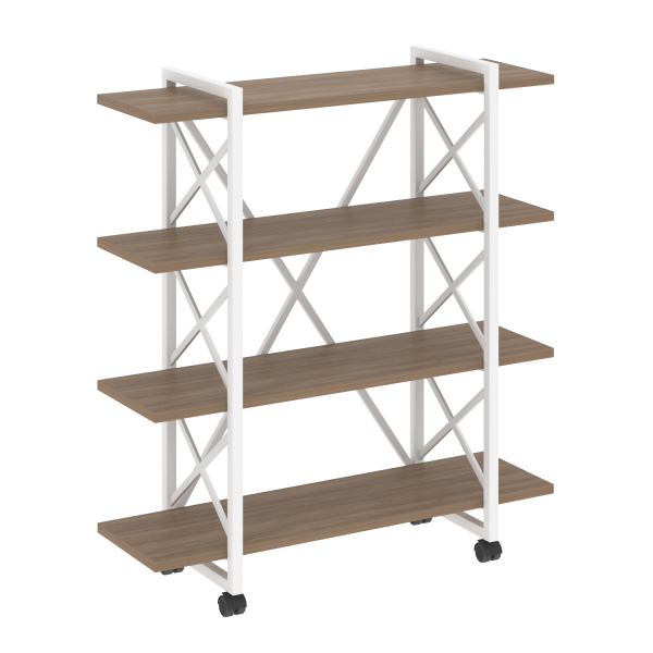 Стеллаж на колесных опорах-4 полки VR.L-MST.K-4.8V 1200x400x1334 (Дуб Аризона/Белый металл)