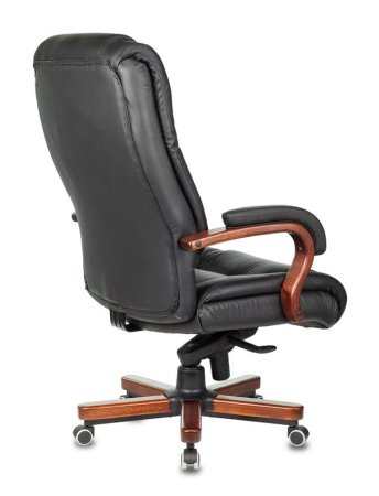 Кресло руководителя T-9925WALNUT черный кожа/кожзам крестов. металл/дерево (Черный)