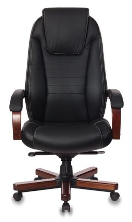 Кресло руководителя T-9923WALNUT черный кожа крестов. металл/дерево (Черный)