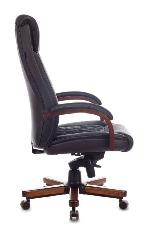 Кресло руководителя T-9924WALNUT черный кожа крестов. металл/дерево (Черный)