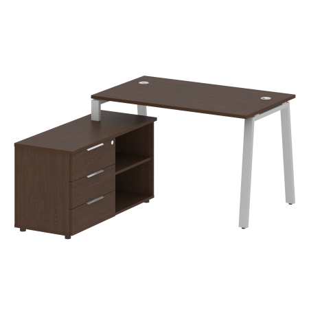 Рабочая станция с тумбой на А-образном м/к Metal System Style БА.РС-СТС-2.2 (L) 1300x1520x750