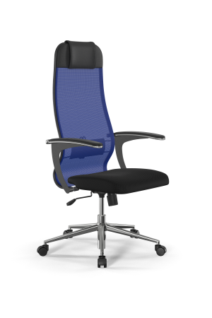 Кресло для руководителя Метта Sit 10 B1-111U - X2+UMF(X1) /Ub00/Wh00/U0mL-b(M09.B23.G18.W01) (Синий | Черный)