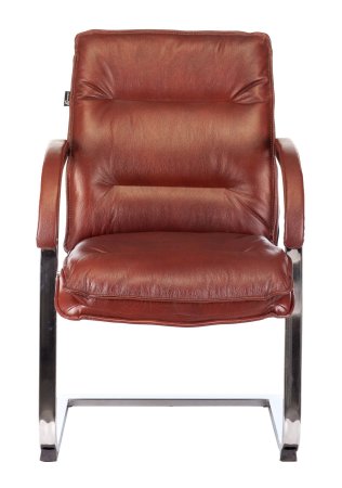 Кресло T-9927SL-LOW-V светло-коричневый Leather EiCHel кожа низк.спин. полозья металл хром (Светло-коричневый)