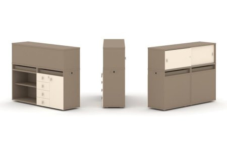 Тумба двойная + низкая надставка ES.NB.2N-8 (1500х410х1135)