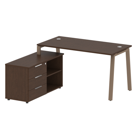 Рабочая станция с тумбой на А-образном м/к Metal System Style БА.РС-СТС-2.3 (L) 1500x1520x750