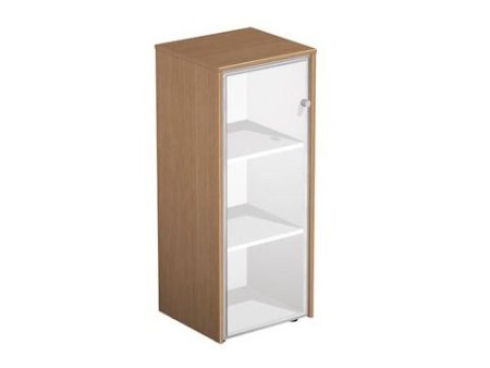 Шкаф для документов со стеклянной дверью левый Profiquadro КВ 314 БВ 500x460x1220 (Белый премиум / Вишня скандинавская)