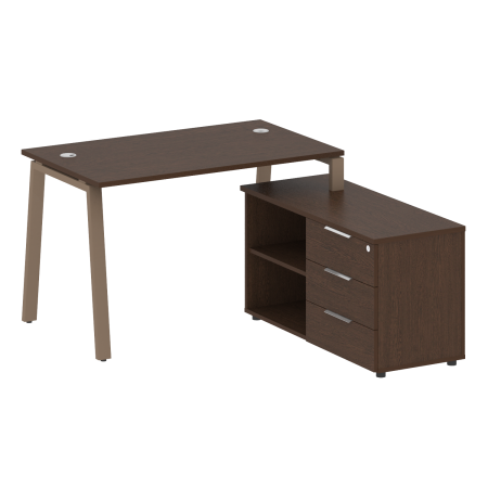 Рабочая станция с тумбой на А-образном м/к Metal System Style БА.РС-СТС-2.2 (R) 1300x1520x750