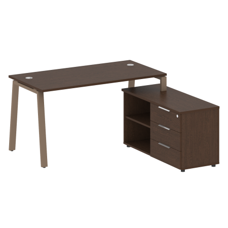 Рабочая станция с тумбой на А-образном м/к Metal System Style БА.РС-СТС-2.3 (R) 1500x1520x750