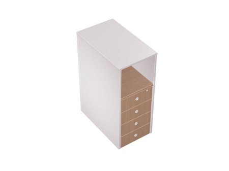Тумба ресепшн 4-х ящичная с нишей и замком левая PROFIQUADRO КВ 0710 482x806x1164 (Белый премиум / Вишня скандинавская)