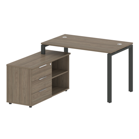 Рабочая станция с опорной тумбой левая Metal System Style БП.РС-СТС-2.2 Л 1300x1520x750